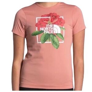 NEW The North Face Woman’s Pink Himalayan Bottle Source Short Sleeve Tee Flowrs